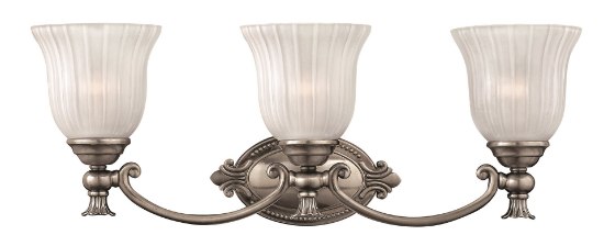 Picture of 100w Bath Francoise MED Frosted Ribbed Polished Antique Nickel Bath Three Light