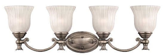 Picture of 100w Bath Francoise MED Frosted Ribbed Polished Antique Nickel Bath Four Light