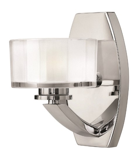 Picture of 60w Bath Meridian G-9 Thick Faceted Clear Inside Etched Chrome Bath Sconce