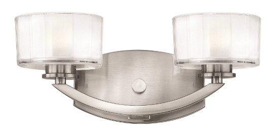 Picture of 60w Bath Meridian G-9 Thick Faceted Clear Inside Etched Brushed Nickel Bath Two Light