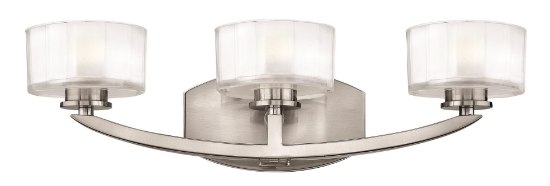 Picture of 60w Bath Meridian G-9 Thick Faceted Clear Inside Etched Brushed Nickel Bath Three Light