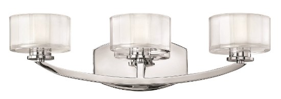 Foto para 60w Bath Meridian G-9 Thick Faceted Clear Inside Etched Chrome Bath Three Light