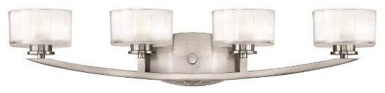 Picture of 60w Bath Meridian G-9 Thick Faceted Clear Inside Etched Brushed Nickel Bath Five Light