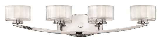 Picture of 60w Bath Meridian G-9 Thick Faceted Clear Inside Etched Chrome Bath Five Light