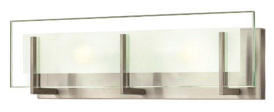 Foto para 60w Bath Latitude G-9 Clear Beveled Inside-Etched Brushed Nickel Bath Two Light