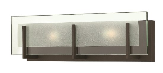 Foto para 60w Bath Latitude G-9 Clear Beveled Inside-Etched Oil Rubbed Bronze Bath Two Light