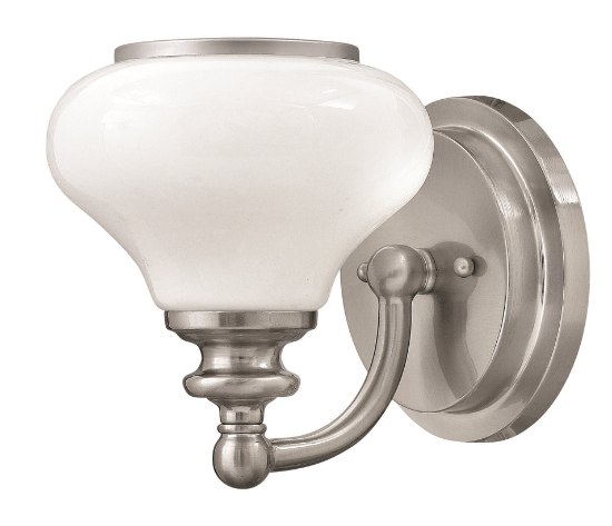 Foto para 100w Bath Ainsley MED Cased Opal Brushed Nickel Bath Sconce