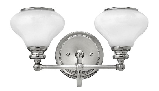 Foto para 100w Bath Ainsley MED Cased Opal Polished Nickel Bath Two Light