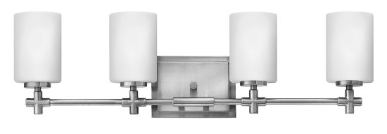 Foto para 100w Bath Laurel MED Etched Opal Brushed Nickel Bath Four Light