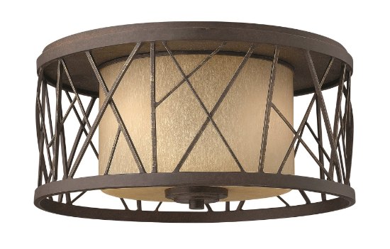 Foto para 75w Foyer Nest MED Distressed Amber Etched Oil Rubbed Bronze* Flush Mount