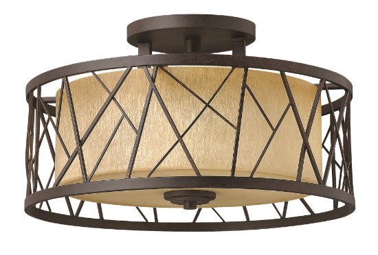 Picture of 75w Foyer Nest MED Distressed Amber Etched Oil Rubbed Bronze* Semi-flush Mount