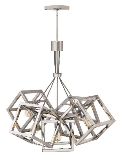 Picture of 100w Chandelier Ensemble MED Polished Nickel* Stem Hung Single Tier