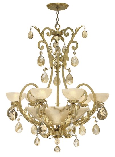 Foto para 60w Chandelier Barcelona MED Natural Alabaster Silver Leaf* Single Tier Foyer