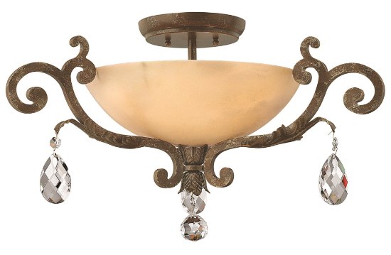 Picture of 60w Foyer Barcelona CAND Tinted Natural Alabaster French Marble Semi-flush Mount