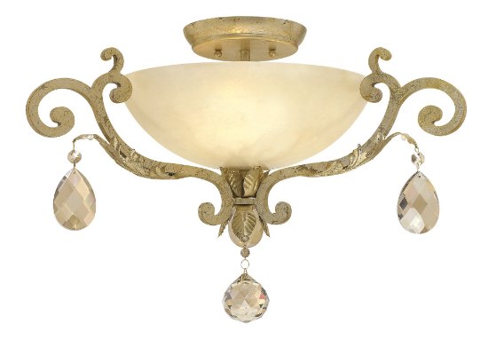 Picture of 60w Foyer Barcelona CAND Natural Alabaster Silver Leaf* Semi-flush Mount