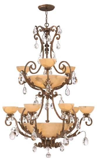 Picture of 135w Chandelier Barcelona CAND MED Tinted Natural Alabaster French Marble Two Tier Foyer