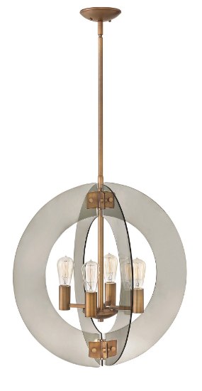 Foto para 100w Chandelier Solstice MED Smoked Heirloom Brass Single Tier Pendant