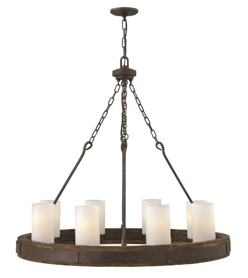 Picture of 100w Chandelier Cabot MED Etched Opal Rustic Iron* Single Tier Foyer