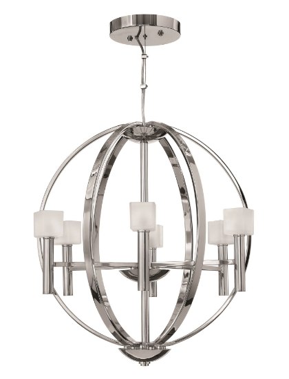 Picture of 60w Chandelier Mondo G-9 Frosted Cube-Shaped Polished Chrome* Single Tier Foyer