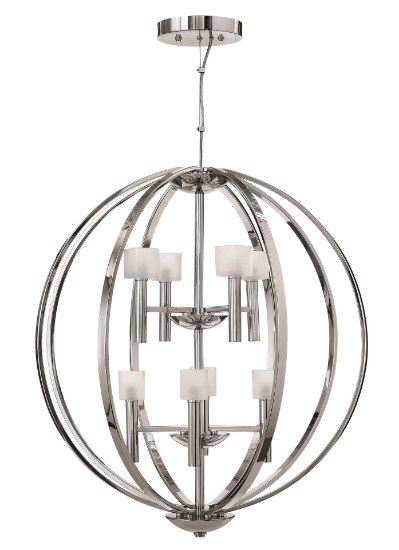 Foto para 60w Chandelier Mondo G-9 Frosted Cube-Shaped Polished Chrome* Two Tier Foyer