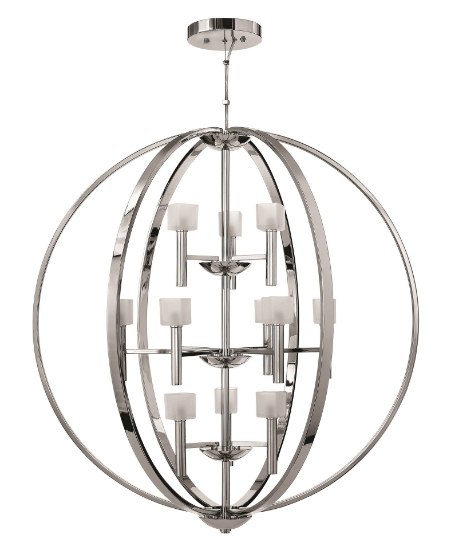 Foto para 40w Chandelier Mondo G-9 Frosted Cube-Shaped Polished Chrome* Three Tier Foyer