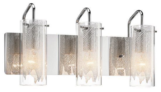 Foto para 60w Rysalis Clear W/ White Metal Filigree Chrome E26 (Medium) 3 light vanity