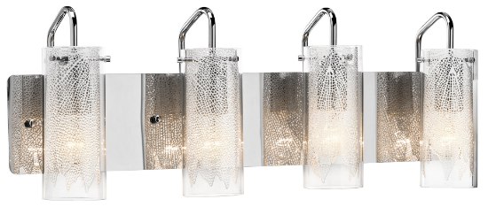 Picture of 60w Rysalis Clear W/ White Metal Filigree Chrome E26 (Medium) 4 light vanity