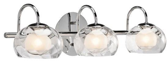 Picture of 40w Niu Clear Optic Outside Glass With Satin-Etched Inner Globe With Clear Glass Reveal Chrome G9 3 light vanity