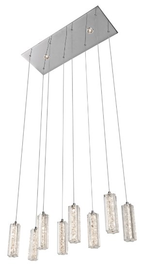 Foto para 2330lm Neruda Clear Crystal W/ Crystal Gems Chrome Integrated LED cool white LED 2 x 4 light pendant cluster