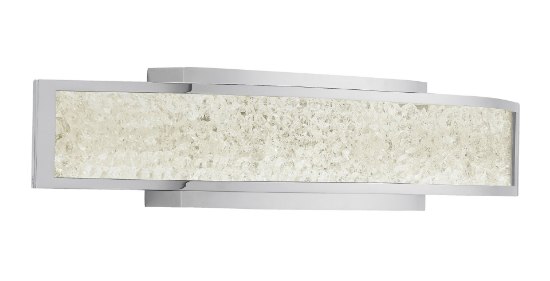 Picture of 1156lm Crushed Ice Clear Glass With Crystals Gems Chrome Integrated LED 1-Light Vanity w/ Down Light