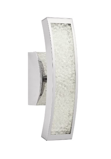 Foto para 438lm Crushed Ice Clear Glass With Crystals Gems Chrome Integrated LED 1-Light Sconce