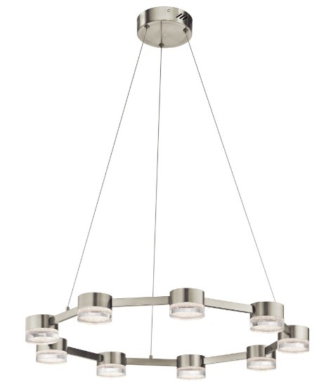 Foto para 1538lm Avenza Clear Cubic Zirconia Chip Brushed Nickel Integrated LED Pendant