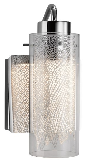 Picture of 327lm Krysalis Clear W/ White Metal Filigree Chrome Integrated LED 1 light sconce