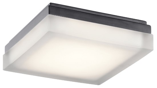 Foto para 1507lm Arston Press Glass - Painted White Inside Bronze Integrated LED 9" Square Flush