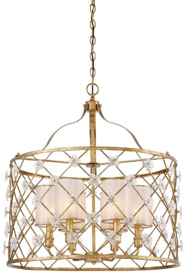 Foto para 60w SW 6 Light Pendant Elara Gold Clear W/Frost Inside