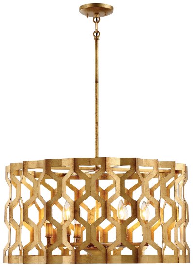 Foto para 60w SW 6 Light Pendant (Convertible To Semi-Flush) Pandora Gold Leaf