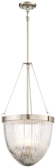 Picture of 60w SW 4 Light Pendant Brushed Nickel Clear Halophane Glass