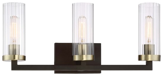 Picture of 60w SW 3 Light Bath Aged Kinston Bronze W/Brushed Clear