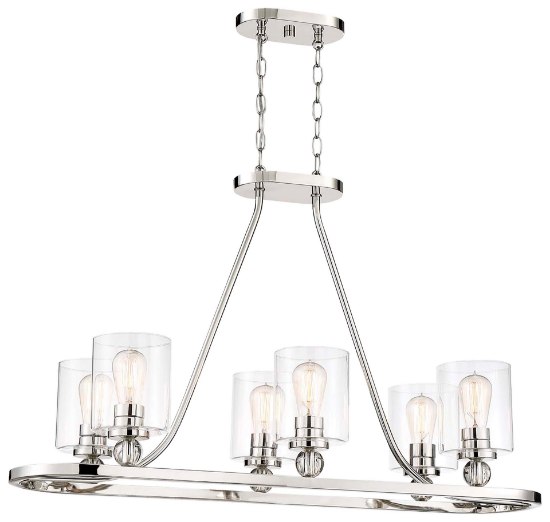 Picture of 60w SW Island Light Polished Nickel Clear Glass