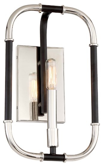 Picture of 60w SW Sconce Matte Black W/Polished Nickel