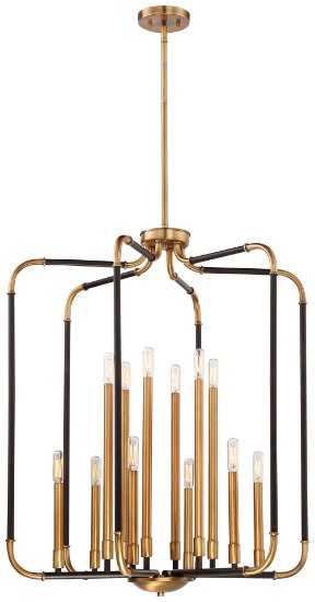 Foto para 720w (12 x 60w) 28" Liege 12-Light E12 Candelabra Aged Kinston Bronze with Brass Highlights Pendant