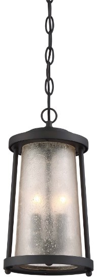 Foto para 60w SW Outdoor Chain Hung Oil Rubbed Bronze Clear Crackled Glass