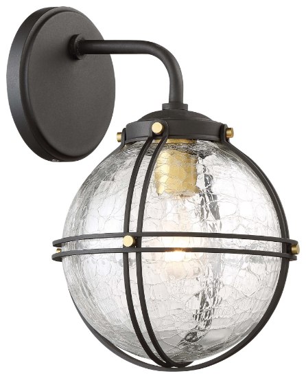 Foto para 10w SW Outdoor Wall Mount Black W/Honey Gold Highlight Clear Crackled Glass