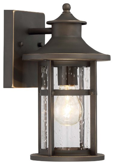 Picture of 60w SW 1 Light Outdoor Wall Lamp Oil Rubbed Bronze W/ Gold High Seedy Glass