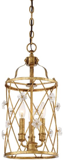 Foto para 60w SW 3 Light Pendant Elara Gold White Iris Glass Shade