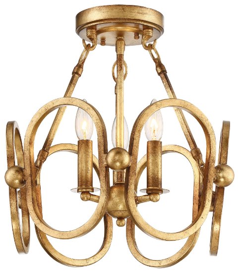 Picture of 60w SW Three Light Semi Flush Pandora Gold Leaf