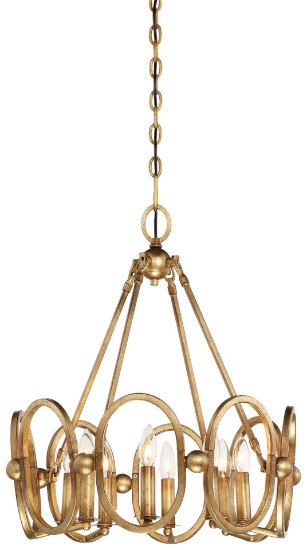 Foto para 60w SW Eight Light Pendant Pandora Gold Leaf