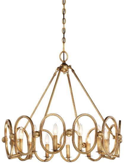 Picture of 60w SW Twelve Light Chandelier Pandora Gold Leaf