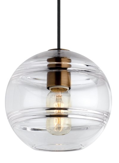 Foto para 4w Sedona 22k Transparent Glass Aged Brass 90cri TD-Sedona Grande Pendant CL AB-LED922