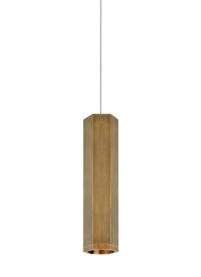 Picture of 50w Blok Aged Brass/Aged Brass Bi-Pin FJ-Blok Pendant S AB/AB